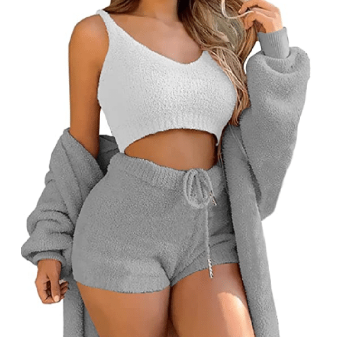 Cozyfit- Three Piece Knit Shorts Outfit