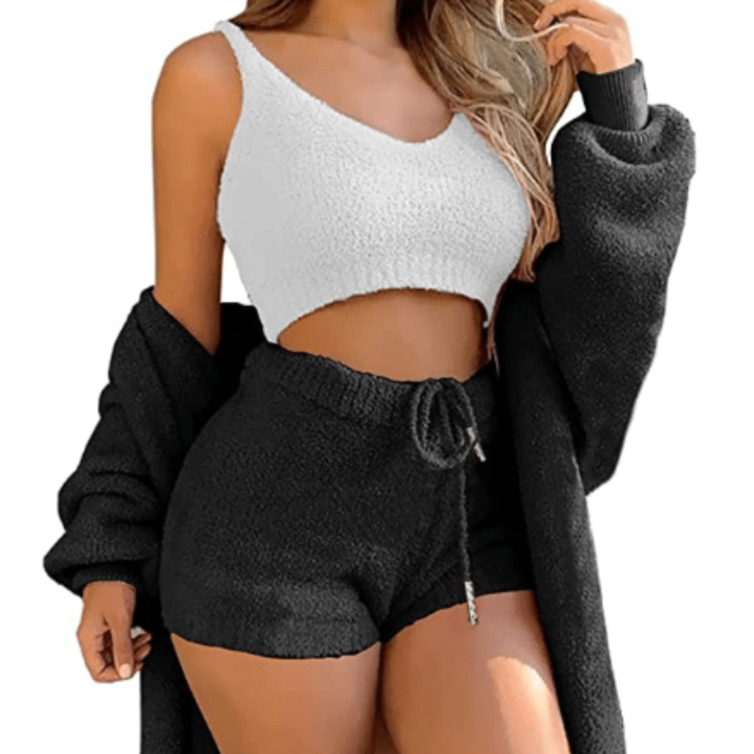 Cozyfit- Three Piece Knit Shorts Outfit