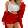 Cozyfit- Three Piece Knit Shorts Outfit