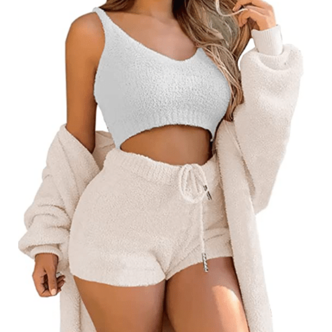 Cozyfit- Three Piece Knit Shorts Outfit